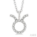 1/10 Ctw Taurus Round Cut Diamond Zodiac Pendant With Chain in 14K White Gold