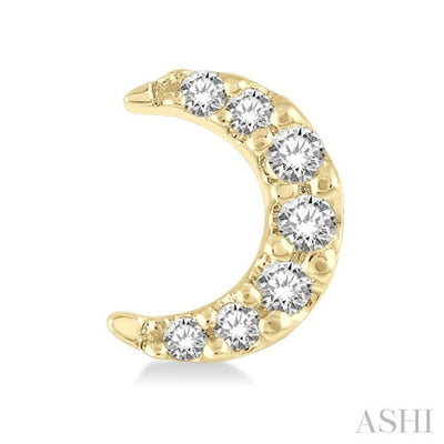 1/10 Ctw Crescent Moon Round Cut Diamond Petite FAshion Earring in 10K Yellow Gold