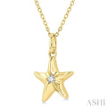 1/50 Ctw Starfish Petite Round Cut Diamond FAshion Pendant With Chain in 10K Yellow Gold