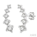 1/4 Ctw Round Cut Diamond Petite FAshion Climbers in 14K White Gold