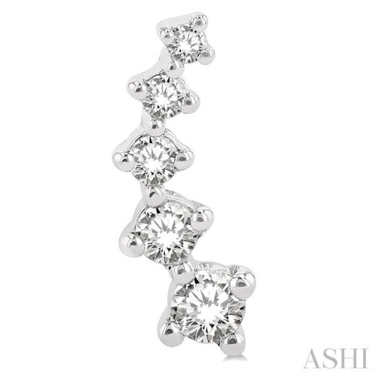 1/4 Ctw Round Cut Diamond Petite FAshion Climbers in 14K White Gold