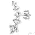 1/4 Ctw Round Cut Diamond Petite FAshion Climbers in 14K White Gold