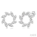 1/10 Ctw Floral Petite Round Cut Diamond FAshion Stud Earring in 10K White Gold