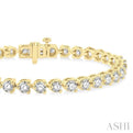 7 Ctw Tri-Prong Round Cut Diamond Bracelet in 14K Yellow Gold