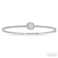 1 ctw Cushion Shape Lovebright Round Cut Diamond Stackable Bangle in 14K White Gold