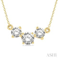 1 1/2 Ctw Three Stone Round Cut Diamond Necklace in 14K Yellow Gold