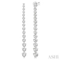 2 Ctw Round Cut Diamond Riviera Drop Earring in 14K White Gold