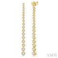 1 Ctw Round Cut Diamond Riviera Drop Earring in 14K Yellow Gold