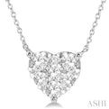 1 Ctw Lovebright Diamond Heart Necklace in 14K White Gold