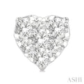 1/2 ctw Heart Shape Lovebright Round Cut Diamond Stud Earring in 14K White Gold