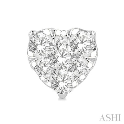 1/3 ctw Heart Shape Lovebright Round Cut Diamond Stud Earring in 14K White Gold