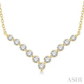 1/2 Ctw Chevron Round Cut Diamond Necklace in 14K Yellow Gold