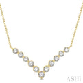 1 Ctw Chevron Round Cut Diamond Necklace in 14K Yellow Gold