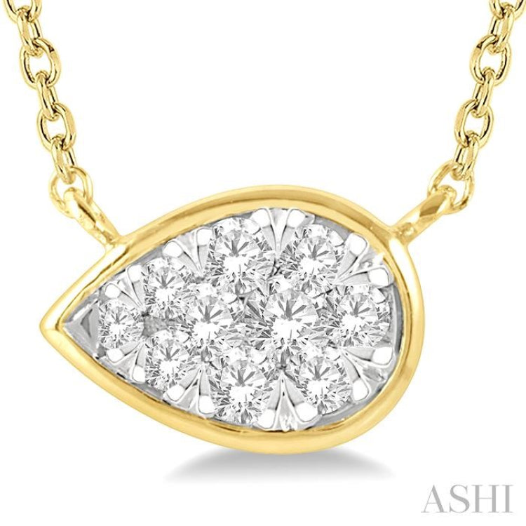 1/6 Ctw Pear Shape Lovebright Diamond Necklace in 14K Yellow and White Gold