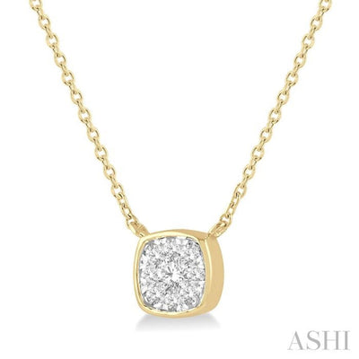 1/6 Ctw Cushion Shape Lovebright Diamond Necklace in 14K Yellow and White Gold