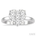 1 Ctw Round Cut Diamond Heart Shape Lovebright Ring in 14K White Gold