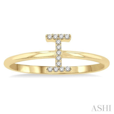 1/20 Ctw Initial 'I' Round Cut Diamond FAshion Ring in 10K Yellow Gold