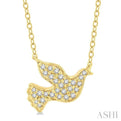 1/8 Ctw Dove Symbol Petite Round Cut Diamond FAshion Pendant With Chain in 10K Yellow Gold