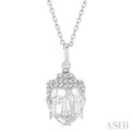 1/10 Ctw Head of Buddha Petite Round Cut Diamond FAshion Pendant With Chain in 10K White Gold