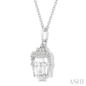 1/10 Ctw Head of Buddha Petite Round Cut Diamond FAshion Pendant With Chain in 10K White Gold