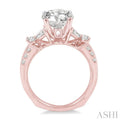 1 Ctw Diamond Semi-Mount Engagement Ring in 14K Rose Gold