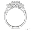 1 1/10 Ctw Triple Circle Round Cut Lovebright Diamond Ring in 14K White Gold