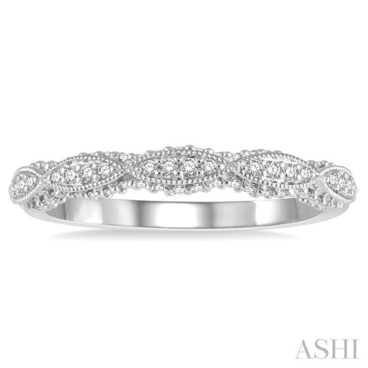 1/3 ctw Marquise Row Round Cut Diamond Wedding Band in 14K White Gold