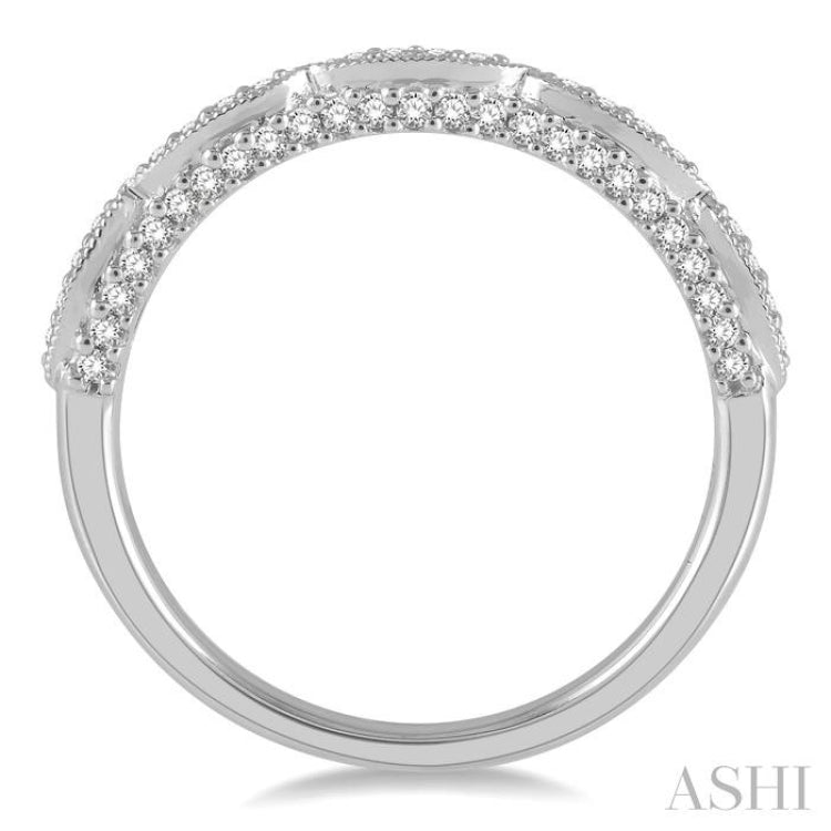 1/3 ctw Marquise Row Round Cut Diamond Wedding Band in 14K White Gold