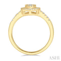 3/8 ctw Pear Shape Fusion Baguette and Round Cut Diamond Fashion Ring in 14K Yellow Gold