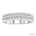 1/5 ctw Ball Bead Border Round Cut Diamond FAshion Band in 14K White Gold