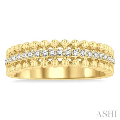 1/5 ctw Ball Bead Border Round Cut Diamond FAshion Band in 14K Yellow Gold