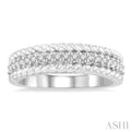 1/5 ctw Rope Border Round Cut Diamond FAshion Band in 14K White Gold