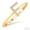 1/20 Ctw Initial 'F' Round Cut Diamond FAshion Ring in 10K Yellow Gold