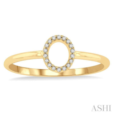 1/20 Ctw Initial 'O' Round Cut Diamond FAshion Ring in 10K Yellow Gold