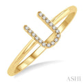 1/20 Ctw Initial 'U' Round Cut Diamond FAshion Ring in 10K Yellow Gold