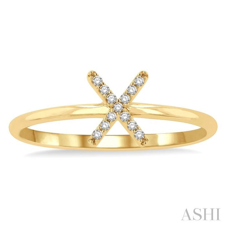 1/20 Ctw Initial 'X' Round Cut Diamond Fashion Ring in 10K Yellow Gold