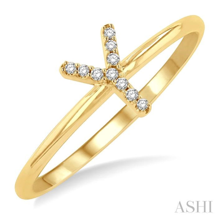 1/20 Ctw Initial 'Y' Round Cut Diamond Fashion Ring in 10K Yellow Gold