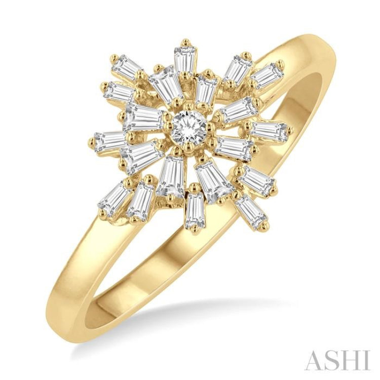 1/3 ctw Ballerina Baguette and Round Cut Diamond FAshion Ring in 14K Yellow Gold