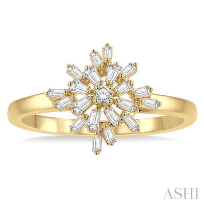 1/3 ctw Ballerina Baguette and Round Cut Diamond FAshion Ring in 14K Yellow Gold