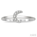 1/20 Ctw Crescent Round Cut Diamond Petite Fashion Ring in 10K White Gold