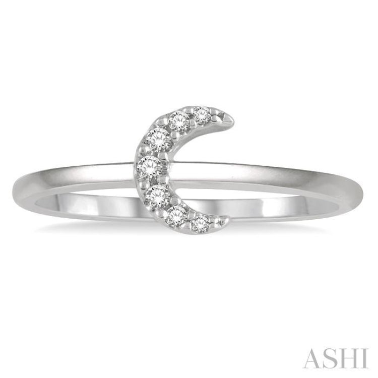 1/20 Ctw Crescent Round Cut Diamond Petite Fashion Ring in 10K White Gold