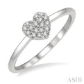 1/10 Ctw Heart Charm Round Cut Diamond Petite FAshion Ring in 14K White Gold