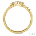 1/10 Ctw Palm Tree Round Cut Diamond Petite Fashion Ring in 14K Yellow Gold