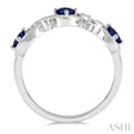 1/20 ctw Entwined Open Lattice 4x3MM Oval Cut Sapphire and Round Cut Diamond Precious Wedding Band in 14K White Gold