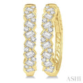 1 Ctw Zigzag Baguette and Round Cut Diamond Hoop Earring in 14K Yellow Gold