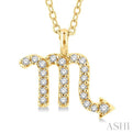 1/10 Ctw Scorpio Round Cut Diamond Zodiac Pendant With Chain in 14K Yellow Gold