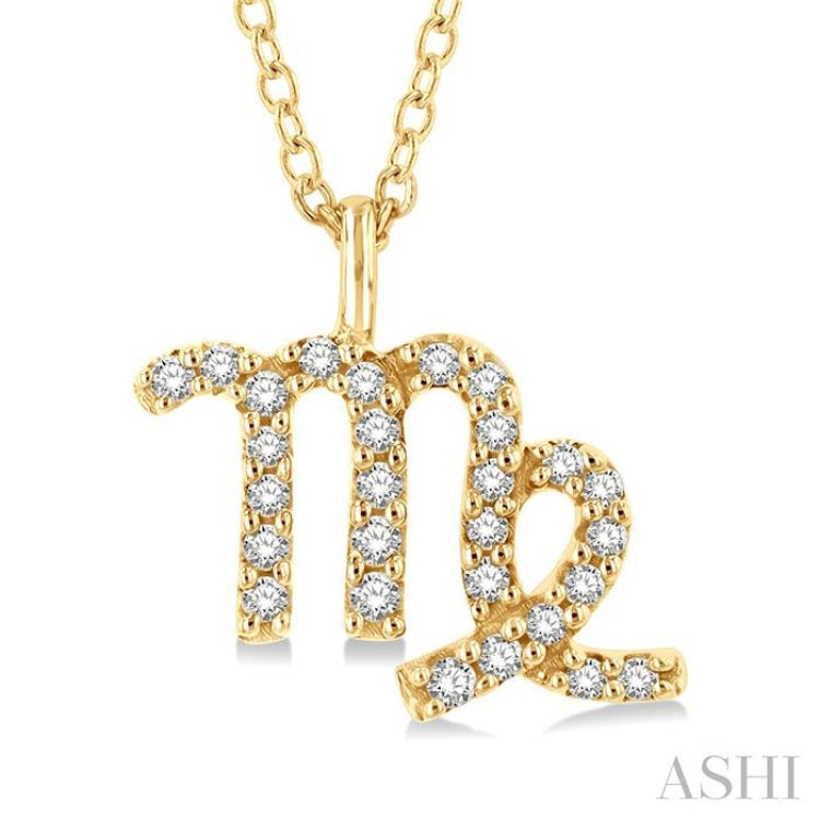 1/8 Ctw Virgo Round Cut Diamond Zodiac Pendant With Chain in 14K Yellow Gold