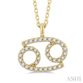 1/8 Ctw Cancer Round Cut Diamond Zodiac Pendant With Chain in 10K Yellow Gold