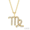 1/8 Ctw Virgo Round Cut Diamond Zodiac Pendant With Chain in 10K Yellow Gold