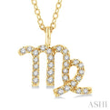 1/8 Ctw Virgo Round Cut Diamond Zodiac Pendant With Chain in 10K Yellow Gold